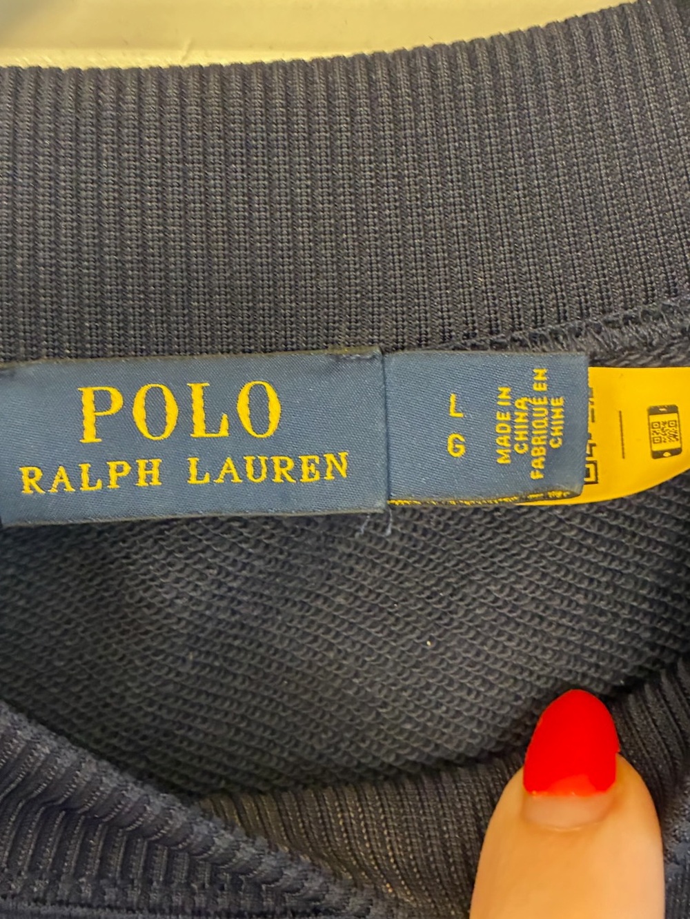 NWOT POLO RALPH LAUREN Boxy Suede-Patch French Terry Sweatshirt Navy Size Large - Picture 9 of 13